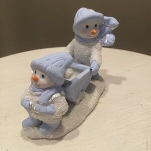 Encore Frosted‎ Snowmen Adorable Buddies With Wheel Barrel